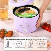 Mini Rice Cooker & Hot Pot | Portable 1.2L Nonstick Ramen Cooker, Fast , Electric Steamer for Stir-Fry, Soup, Porridge | Red/Purple | Easy Clean, Travel-Friendly