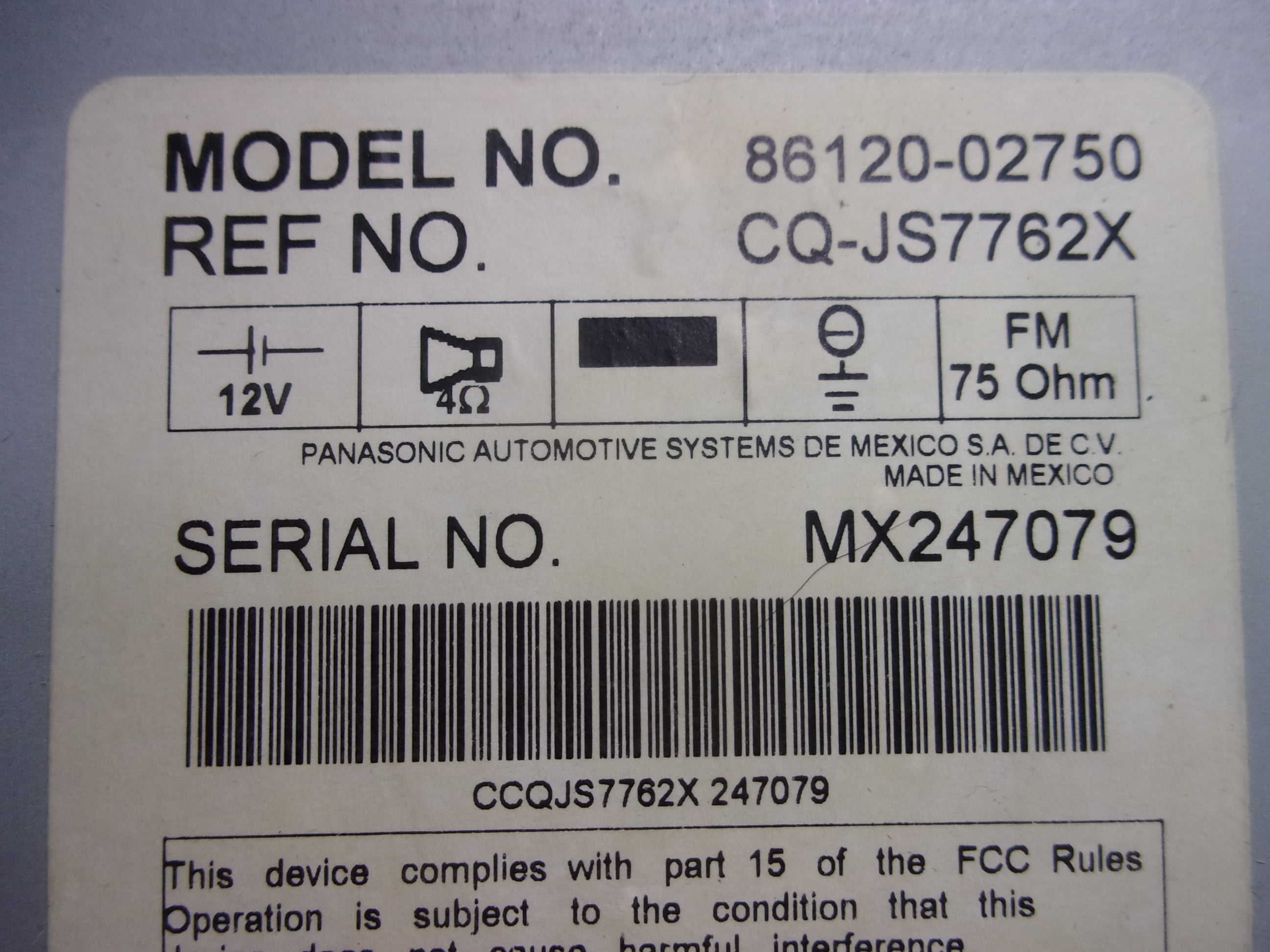 Pre-Owned 2009 Toyota Corolla Radio w/ Satellite Receiver CD Player ID 86120-02750 OEM - Verify Specific Vehicle Fitment In Description - (Good)