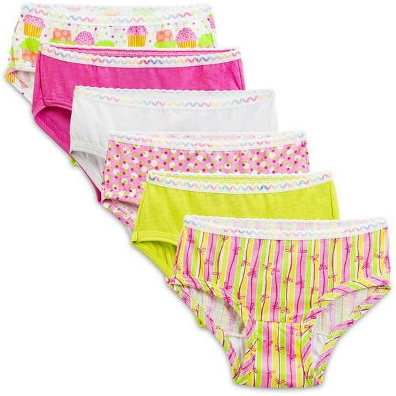Toddler Girls' 100% Cotton Hipster Panties, 6 Pack