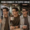 thumbnail image 6 of GenXenon Bluetooth Glasses with Photochromic Lenses for Men and Women,Voice Assistant,Hands-Free Calls,Open-Ear Audio,Clear Oversized Unisex Sunglasses for Business and Daily(Brown), 6 of 9