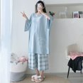 thumbnail image 4 of Plus Size 6XL 150KG Summer Women Pajamas Set O Neck Short Sleeve Tops and Pants Black Sweet Sleepwear Pajamas Suit, 4 of 4