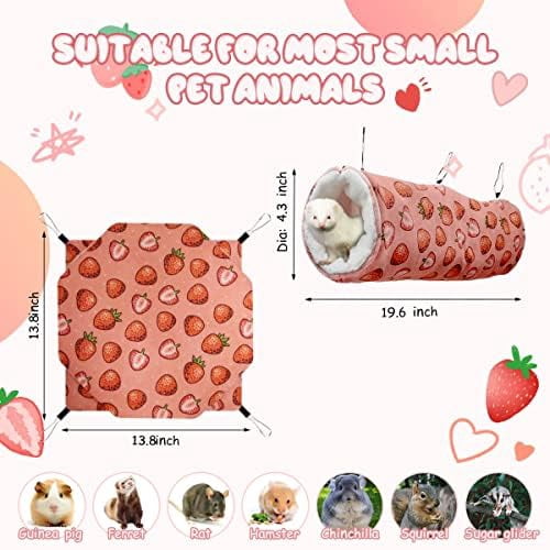 Multi-Level Pet Hammock with Tunnel Hideout for Guinea Pigs, Ferrets, Hamsters, Sugar Gliders