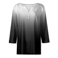 thumbnail image 3 of JULMCOMO Women's Summer Tops Button Up V-Neck Shirt 3/4 Sleeve Fashion T-Shirts Gradient Print Casual Dressy Tops Tunic, 3 of 5