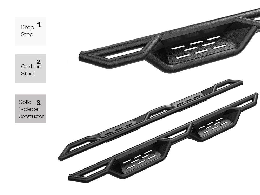 APS Black 6 Inches Tubular Drop Down Style Nerf Bars Running Boards Compatible with Dodge Ram 1500 2009-2018 Quad Cab