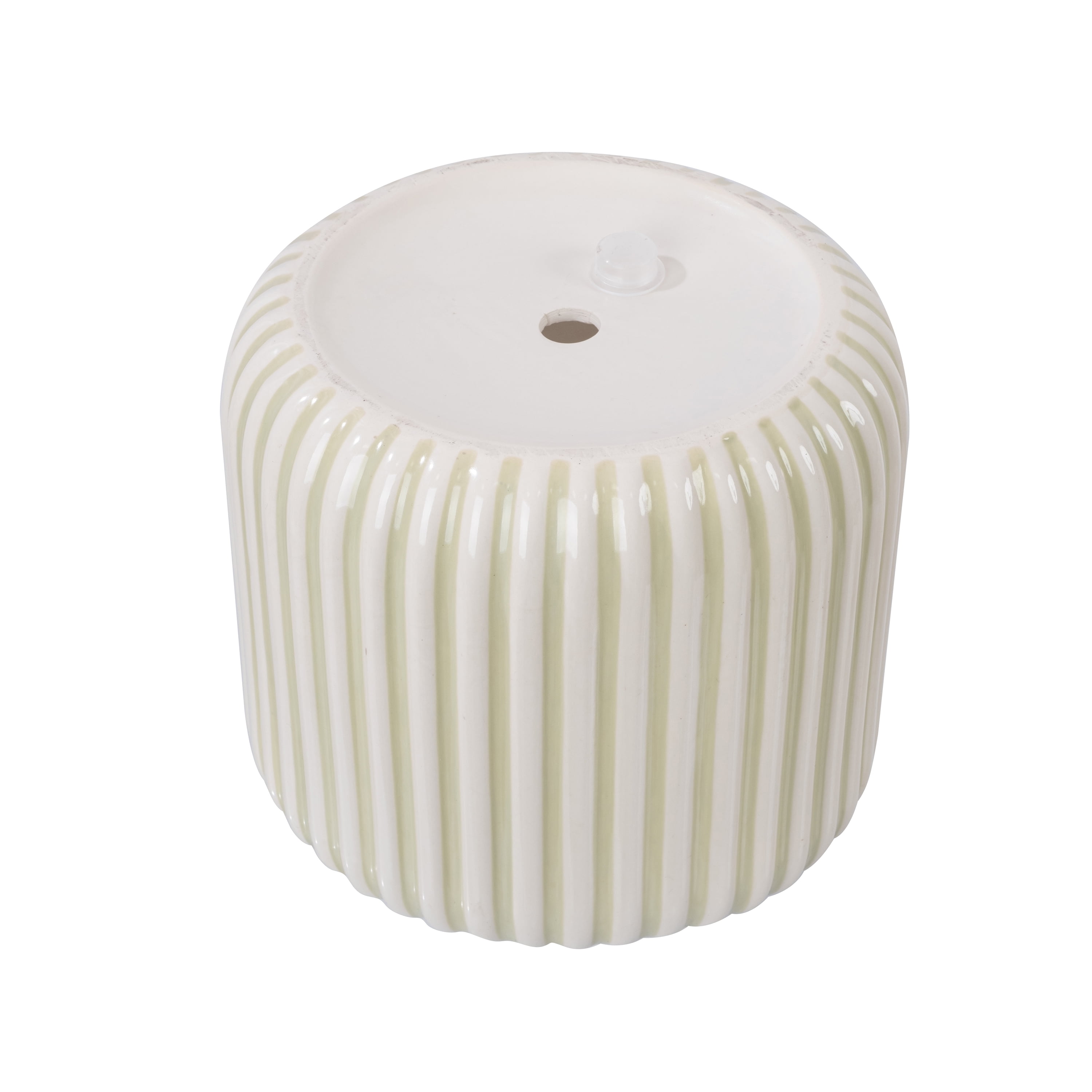 Beautiful 8" Soft Sage Stripe Ceramic Planter by Drew Barrymore