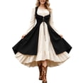 thumbnail image 2 of Renaissance Dress Women Halloween Corset Dress, Vintage Medieval Costume with Long Sleeve, Halloween Party Outfit Black S, 2 of 5