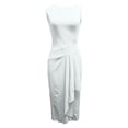 thumbnail image 4 of BUWTTER Summer Dresses for Women Summer Casual Sleeveless with Asymmetric Waist Elegant Daily Wear Tunic Ruffle Midi White Dress M, 4 of 5