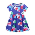 thumbnail image 1 of MIASHUI Robe Décontractée à Manches Courtes Imprimé Floral pour Fille, Bleu, 7-8 Ans, 1 of 7