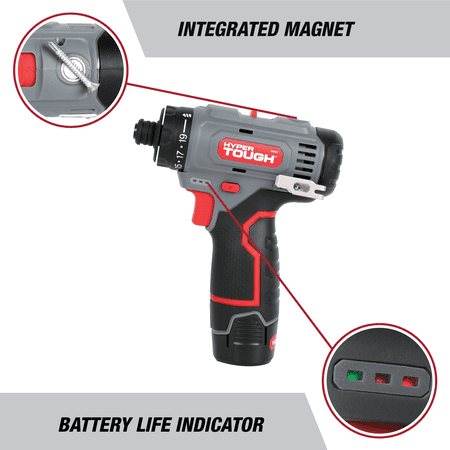 HYPER TOUGH 12V MAX LITHIUM-ION 3-IN-1 MULTI-HEAD POWER DRILL SET WITH 1.5AH BATTERY AND CHARGER