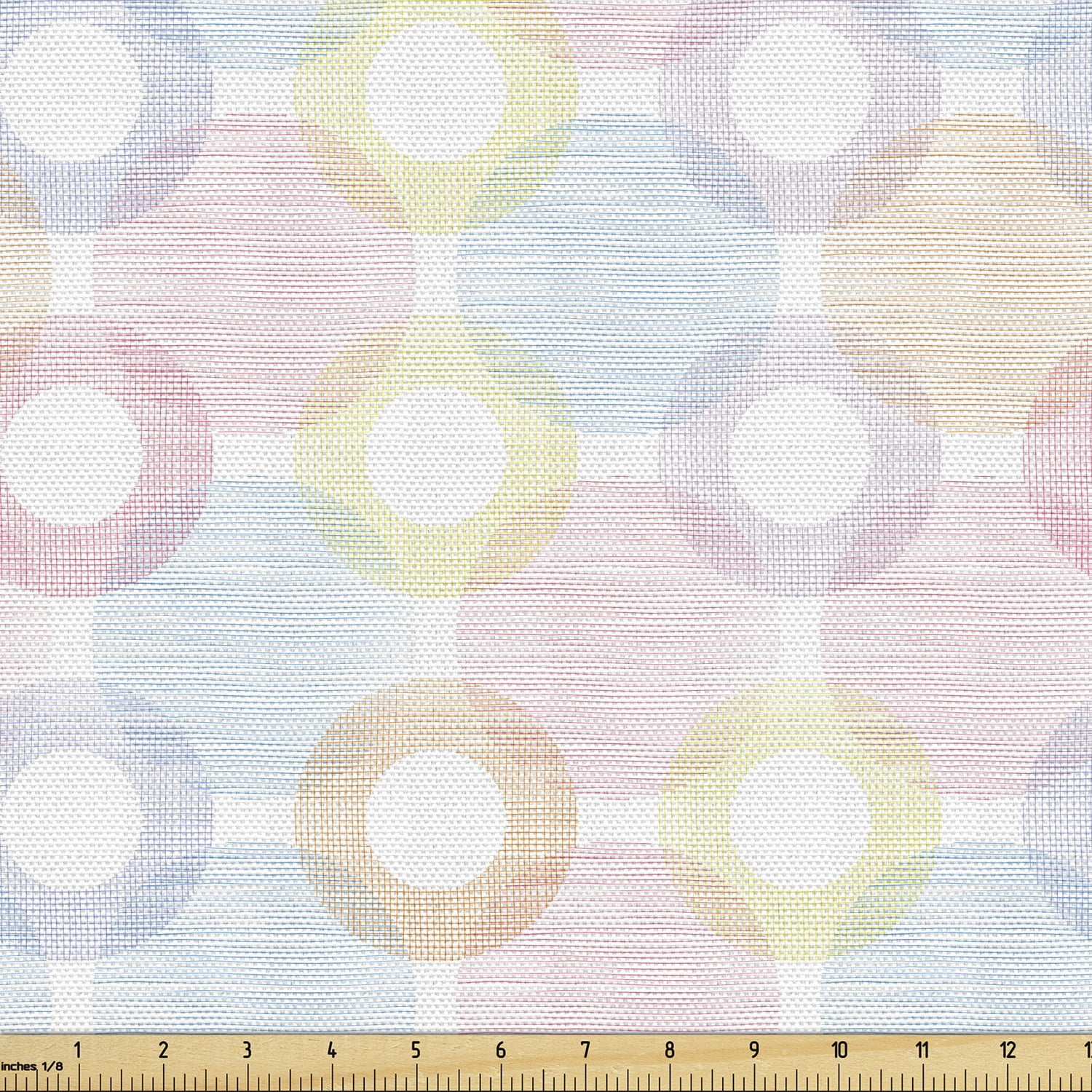 Pastel Sofa Upholstery Fabric by the Yard, Ring Shapes and Big Spots