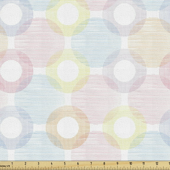 Pastel Sofa Upholstery Fabric by the Yard, Ring Shapes and Big Spots Dots Symmetrical Overlapping Geometric Feminine, Decorative Fabric for DIY Home Accents, 10 Yards, Multicolor by Ambesonne