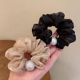 thumbnail image 4 of Hair Accessories Elastics Pearl Chiffon Hair Ring Headband HairBands Hair Circle BLACK B, 4 of 8
