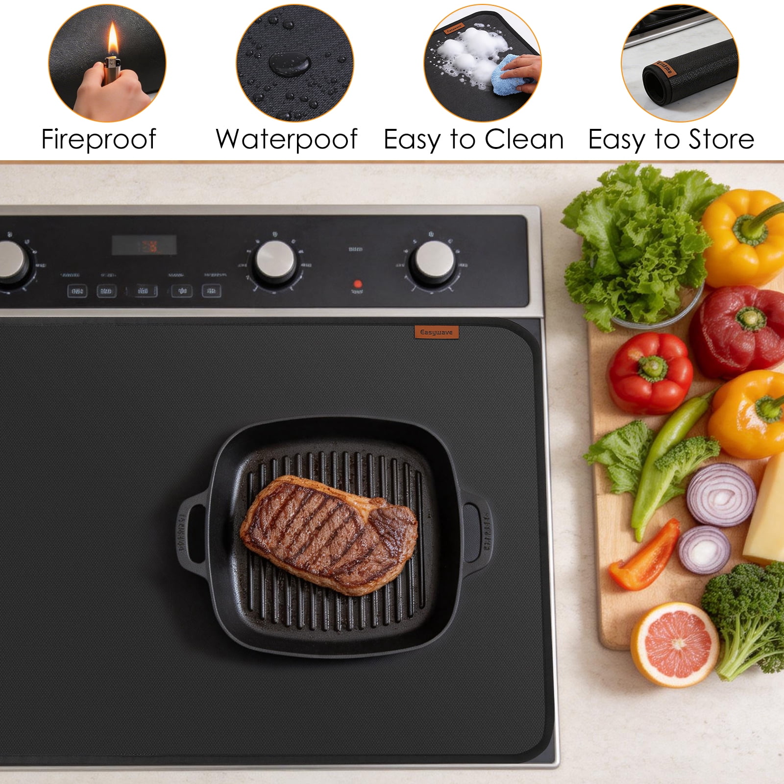 Fireproof Stove Top Covers for Electric Stove, Waterproof & Heat Resistant Mat for Glass Top, Stovetop Protector, Anti-Scratch, 28" x 20"
