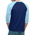 thumbnail image 4 of 3/4 Sleeve Shirts Mens Three Quarter Sleeve Baseball Tee Raglan Sleeve Blouses Dark Blue 3XL, 4 of 7
