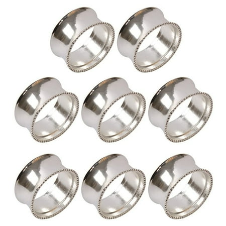 

8 Pieces of Zinc alloy Beaded Napkin Ring Delicate Napkin Buckle (Silver)