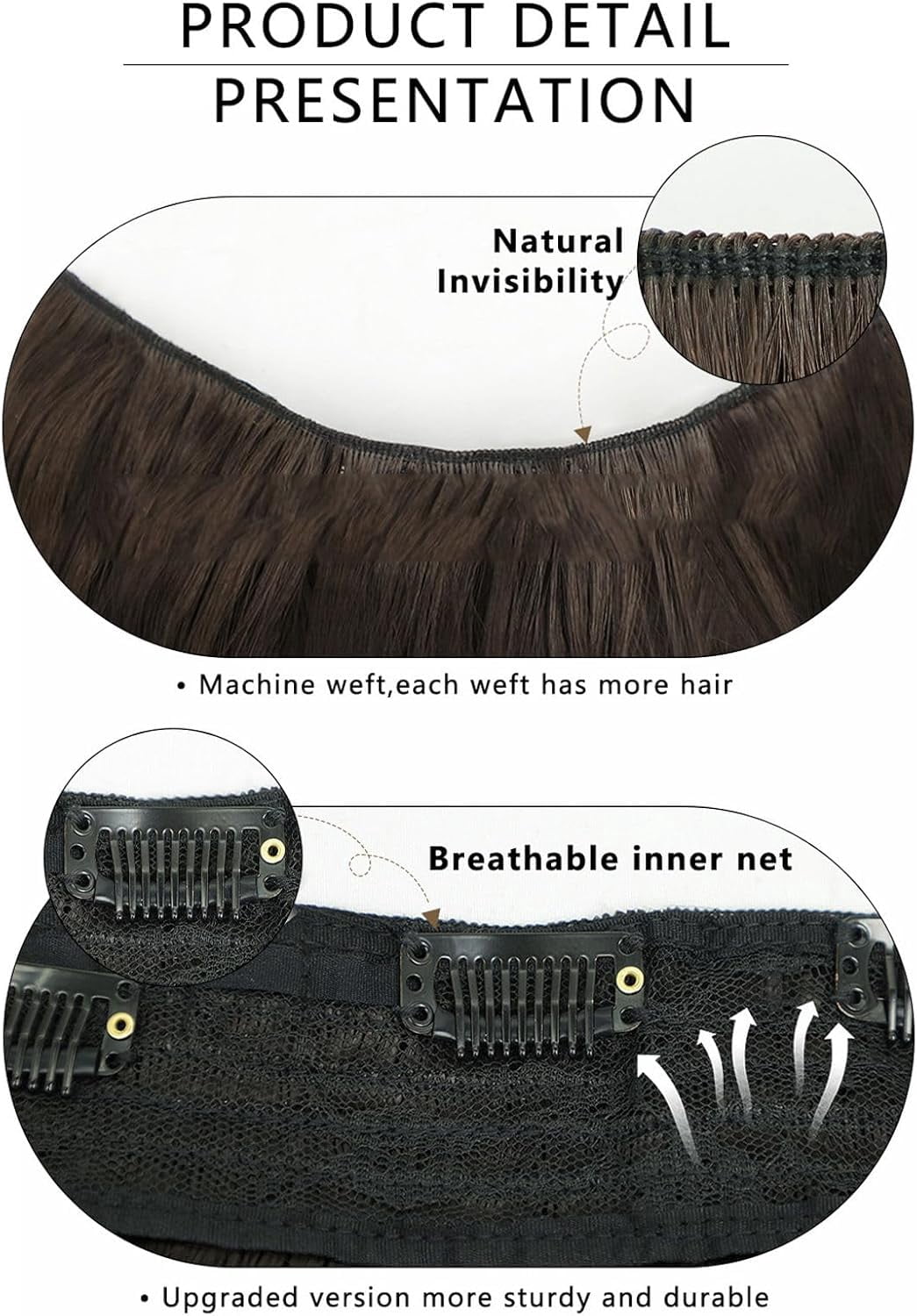 Aorsher 20 Inch Halo Hair Extensions, Invisible Wire Hair Extensions with 4 Secure Clips, Adjustable Size Transparent Headband Long Wavy Secret Black Hairpiece for Women
