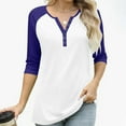 thumbnail image 6 of gakvbuo 3/4 Sleeve Tops Henley Shirts for Women's Tops Dressy Casual Color Block Pullover Tunic Top Blouses Button Up V-Neck Button-Down Shirts Trendy Business Work Blouses Outfit Basic Tees, 6 of 9