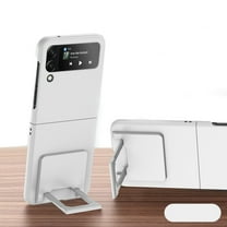 Dteck for Samsung Galaxy Z Flip 4 Case with Kickstand, Lightweight Silicone Hard PC Shockproof Cover for Samsung Galaxy Z Flip 4, White