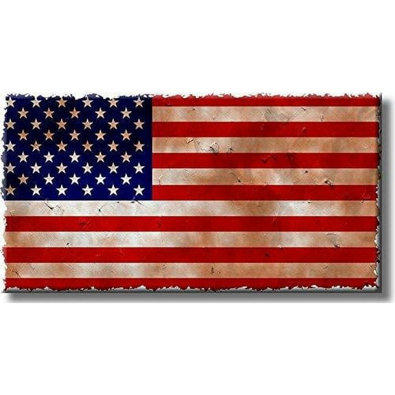Vintage American Flag Yellow Antique Picture on Stretched Canvas, Wall Art D?cor, Ready to Hang!