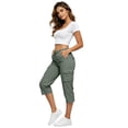 thumbnail image 5 of HKYNLAG Womens Capris with Pockets Petite Pull On Casual Cargo Pants Dressy Lightweight Ladies Baggy Cropped Pants for Hiking Army Green L, 5 of 5