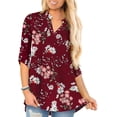 thumbnail image 1 of Tops de mujer Camisas de manga 3/4 con vuelta Blusas de cuello en V de talla grande Blusas tipo túnica, 1 of 4