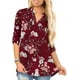 thumbnail image 1 of Tops de mujer Camisas de manga 3/4 con vuelta Blusas de cuello en V de talla grande Blusas tipo túnica, 1 of 4