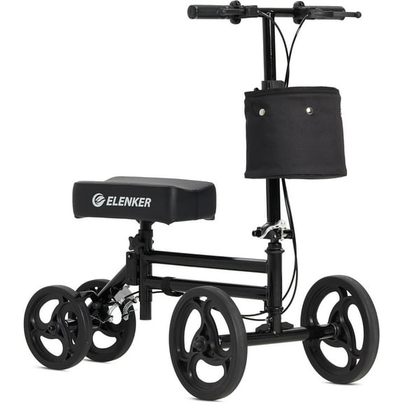 ELENKER Steerable Knee Scooter for Foot Injuries Ankles Surgery, Black