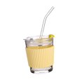 thumbnail image 3 of Taza de cristal de 350ml, taza de té de agua, taza de café resistente al calor con y tapa para bebidas, y adultos, té de la leche, agua, amarillo Macarena Taza de café, 3 of 8