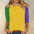 thumbnail image 4 of RKSTN Mardi Gras 3/4 Length Sleeve Womens Tops Oversized Crewneck Carnival Graphic Printed Three Quarter Sleeve T Shirt Women Casual Round Neck Funny Tuesday Carnival Party Loose Short Sleeve Shirt, 4 of 6
