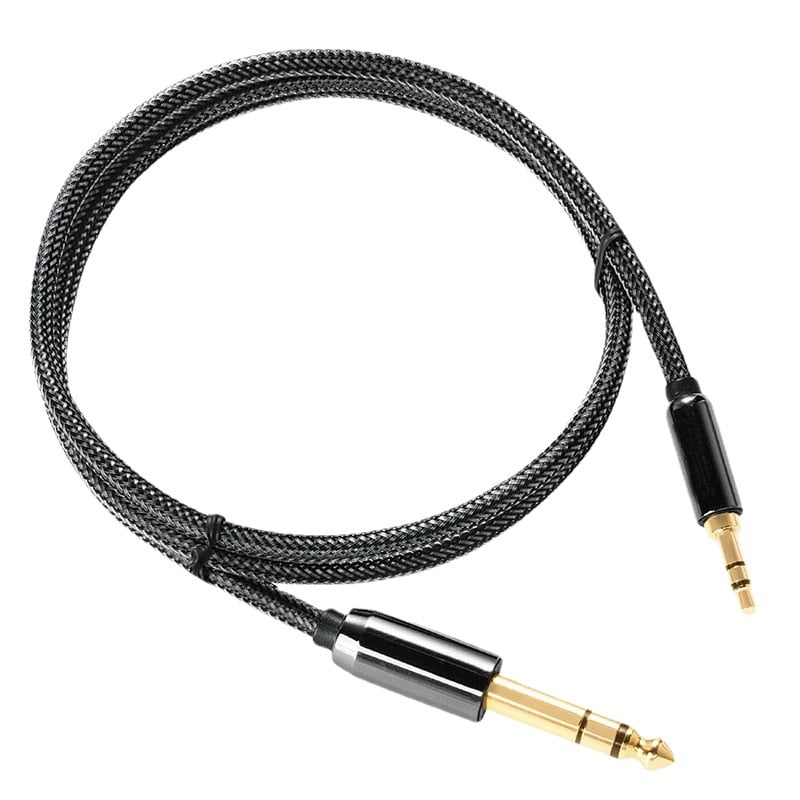 Premium 3.5mm to 6.5mm TRS Stereo Audio Cable for Phone, Computer, Mixer, and Speaker, Black, 1m Length