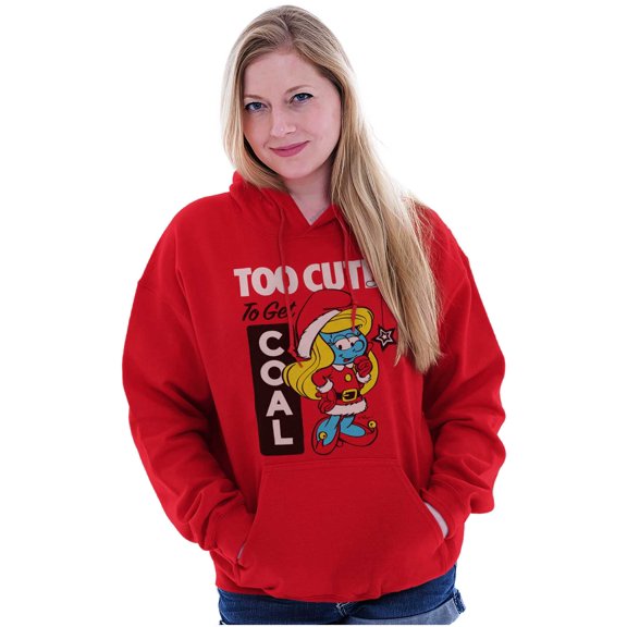 Santa Smurfette Too Cute Christmas Hoodie Sweatshirt Women Brisco Brands M