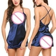 thumbnail image 5 of Satin Nightgowns for Women Babydoll Lingerie Slip Dress Sleepwear V Neck Nighty Chemise Blue XL, 5 of 6