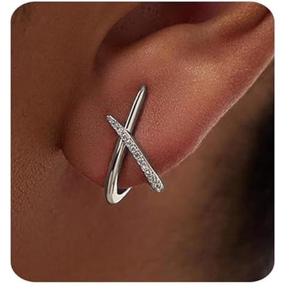 VOLALO Geometric Stud 1 Ct Cubic Zirconia Copper Earrings for Women and Men 2 Piece Set