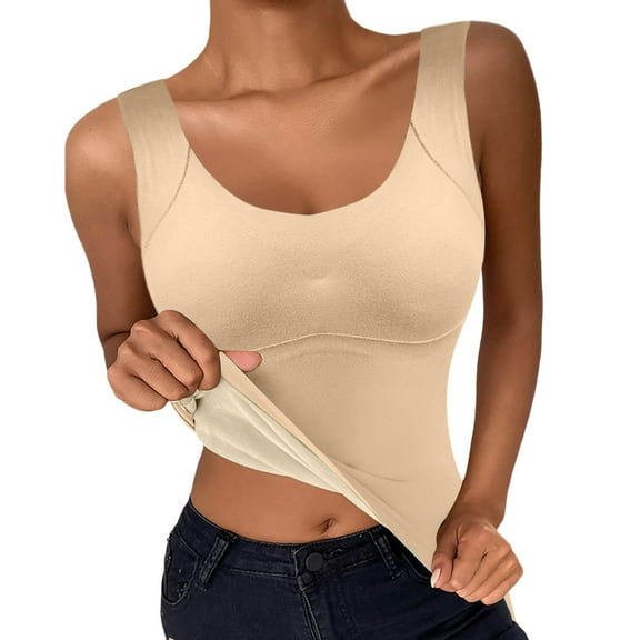DHFJKG Thermal Tank Tops Womens Warm Lining Scoop Neck Sleeveless Camisole Warm Base Layer For Cold Weather Winter Cozy Pullover