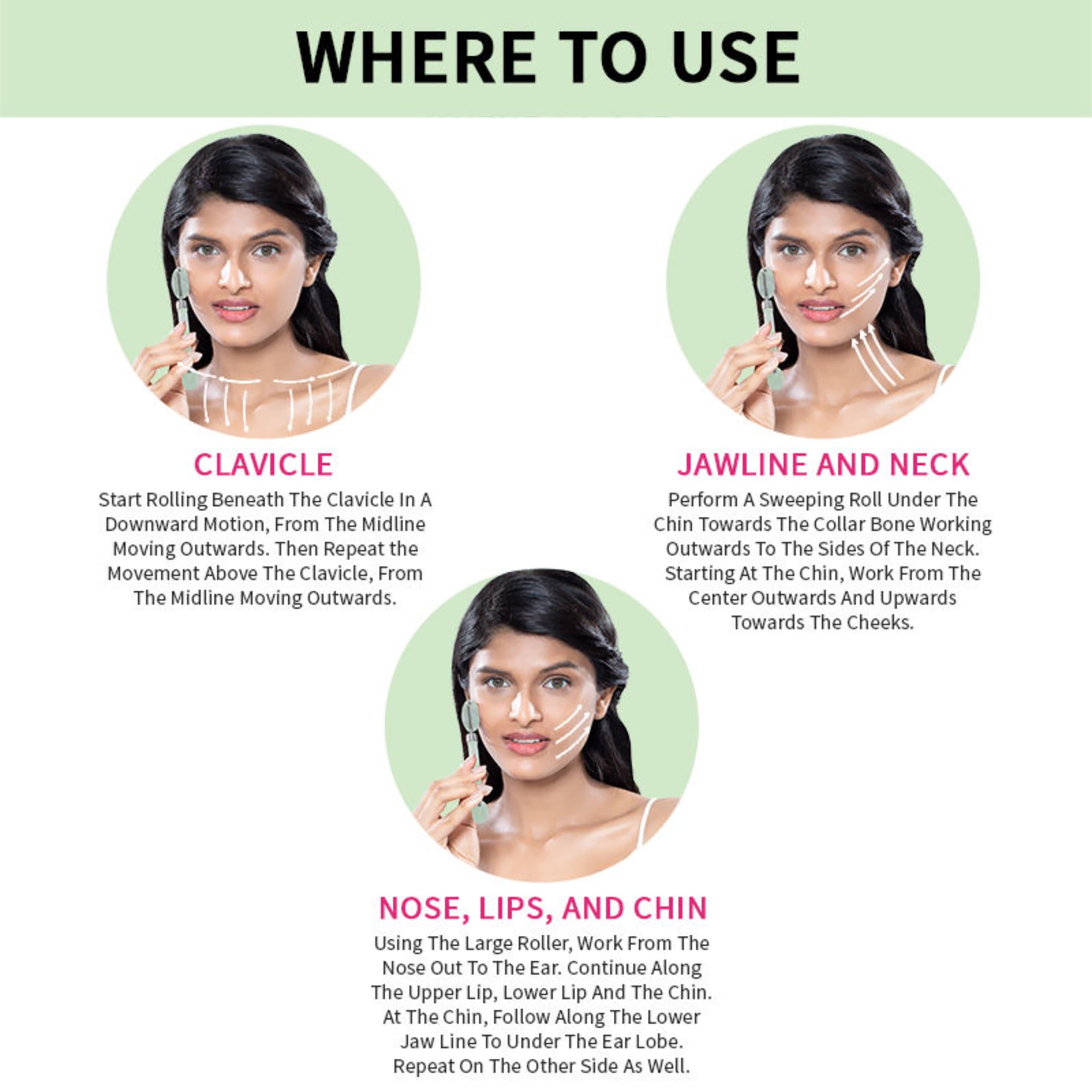 NYKAA Face Massage Rollers Green Jade 1pc