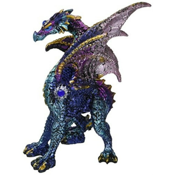 Blue and Purple Dragon Statue Figurine Mythical Fantasy Collectible Statuette