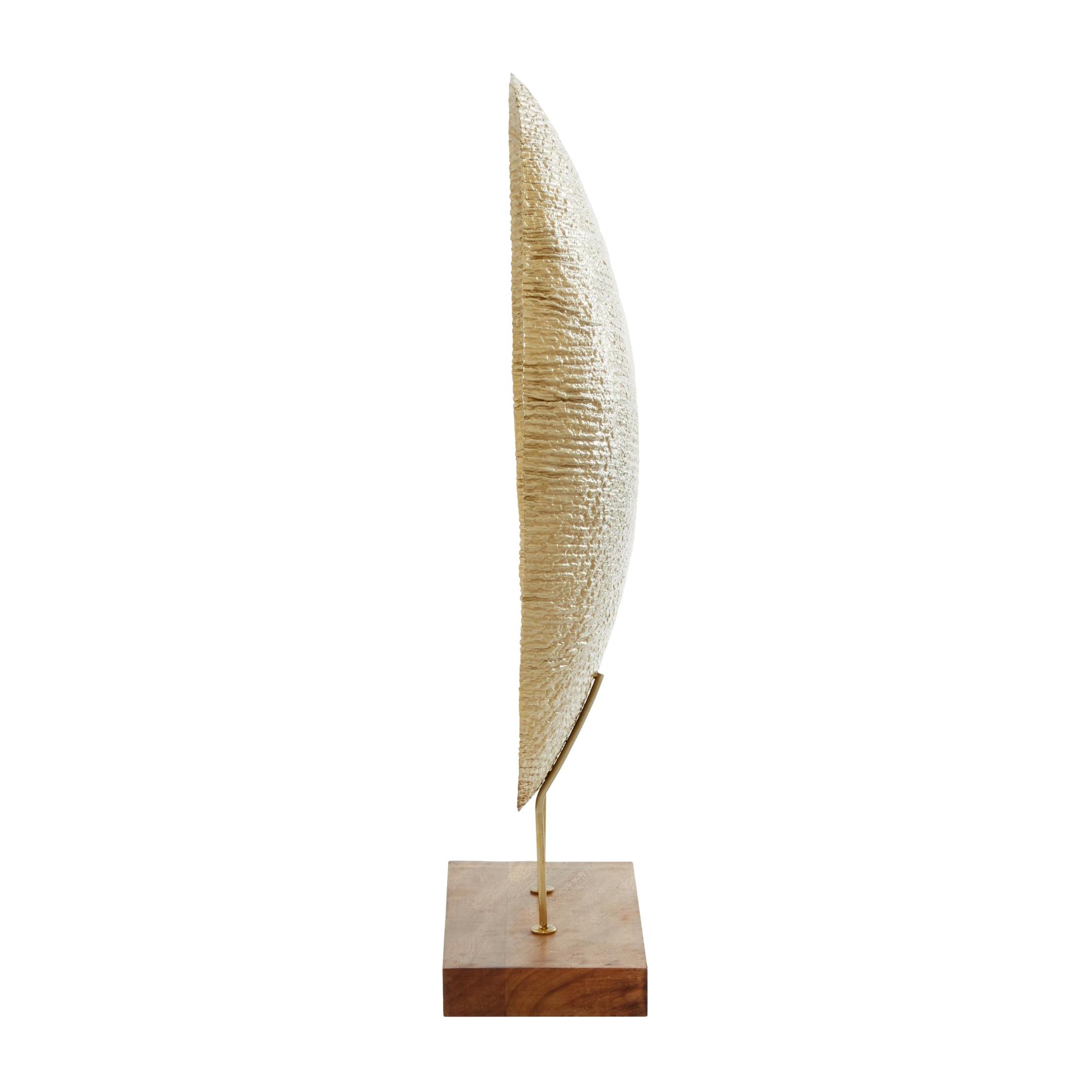 22" x 27" Gold Metal Plate Geometric Sculpture with Wood Stand, by DecMode