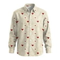 thumbnail image 5 of Fgvctg Valentine's Day Button Down Shirt for Men Long Sleeve V Neck Blouse Dressy Date Day Love Heart Print Shirt Plus Size Collared Business Casual Tops Hot Pink 3XL, 5 of 5