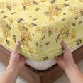 thumbnail image 3 of Full Size Fitted Sheet Set - Summer Bees 3 Piece Bedding Sets 16" Deep Pocket Fitted Sheet with 2 Pillowcases Pastoral Garden Yellow Honey Watercolor Brushed Microfiber Hotel Luxury Bed Sheets, 3 of 9