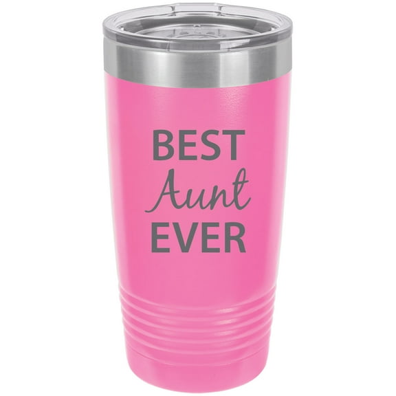 Best Aunt Ever Stainless Steel Engraved Insulated Tumbler 20 Oz Travel Coffee Mug, Pink