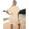 thumbnail image 2 of Women's Swimsuit Cover Up Shirt V Neck Short Sleeve Bathing Suit Coverups Summer Beach Cover Ups, 2 of 9