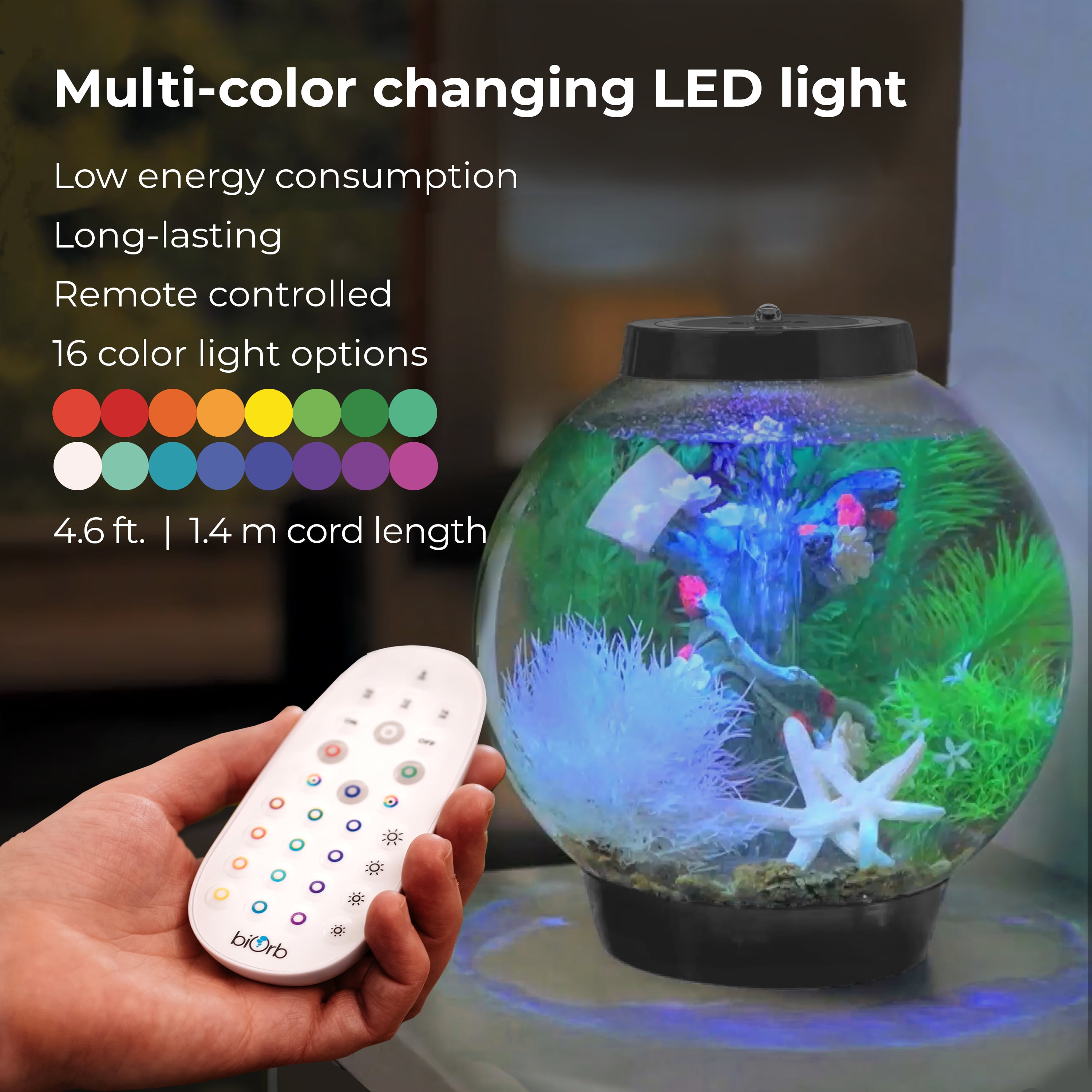biOrb CLASSIC 15 Aquarium with MCR Light - 4 gallon, silver