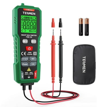 TESMEN Handheld Digital Multimeter TSM-192 - 2000 Counts, Smart Auto-Ranging, Voltage Tester, NCV, Live Wire Detection