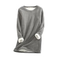 thumbnail image 2 of idosla Women Warm Sherpa Lined Fleece Crewneck Sport Sweatshirt Pullover Loungewear (Dark Gray, XXL), 2 of 4