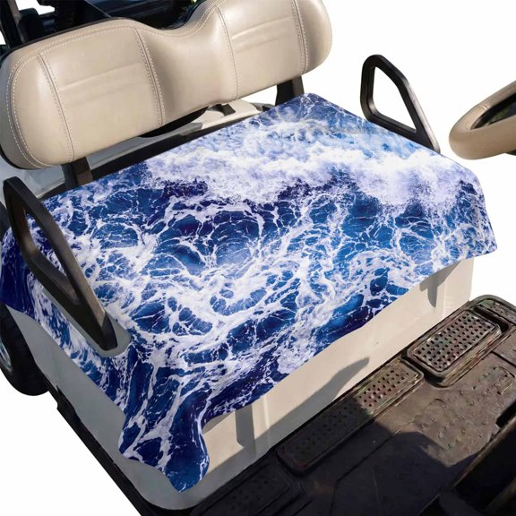 Golf Cart Seat Cover Blue Ocean Waves Club Car Golf Cart Seat Covers Soft Absorbent Golfcart Towel Blanket Water Rolling Swells Golf Seat Covers for Cart Decor Fits 2 & 4 Passenger 51"x31"
