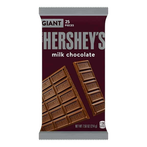 Hershey's Milk Chocolate Giant Candy, Bar 7.56 oz, 25 Pieces