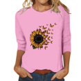 thumbnail image 2 of T-Shirt à Manches Courtes pour Femmes Seductiva Soldes de Liquidation T-Shirt à Col Rond pour Femmes Imprimé à Manches Sept Quarts T-Shirt Décontracté Haut, 2 of 4