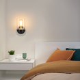thumbnail image 2 of KENMI, l&aacute;mpara de pared negra de 1 luz para ba&ntilde;o, color negro mate, estilo cl&aacute;sico con visualizaci&oacute;n de vidrio transparente, apliques de iluminaci&oacut, 2 of 8