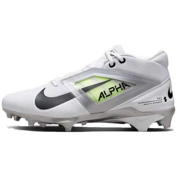 NEW Nike Alpha Menace Pro 4 Football Cleats White / Metallic Silver Size 16M