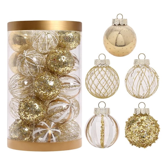 25PCS Christmas Ball Ornaments Set for Xmas Tree, Shatterproof Plastic Hanging Holiday Balls for Festive Christmas Party